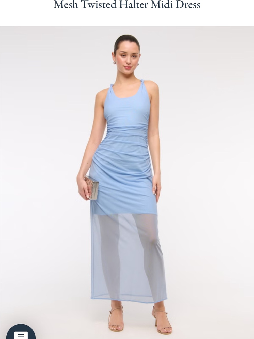 Abercrombie & Fitch Light Blue Mesh Twisted Halter Midi Dress